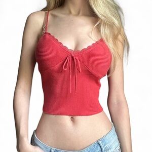 La Hearts Red Cropped Camisole